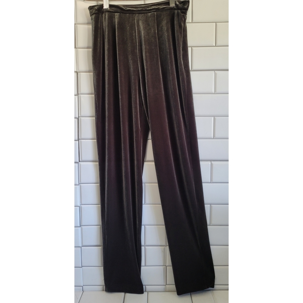 GANTOS PETITE Vintage Dark Gray Velour Velvet Dress Pants Straight Leg High Wais